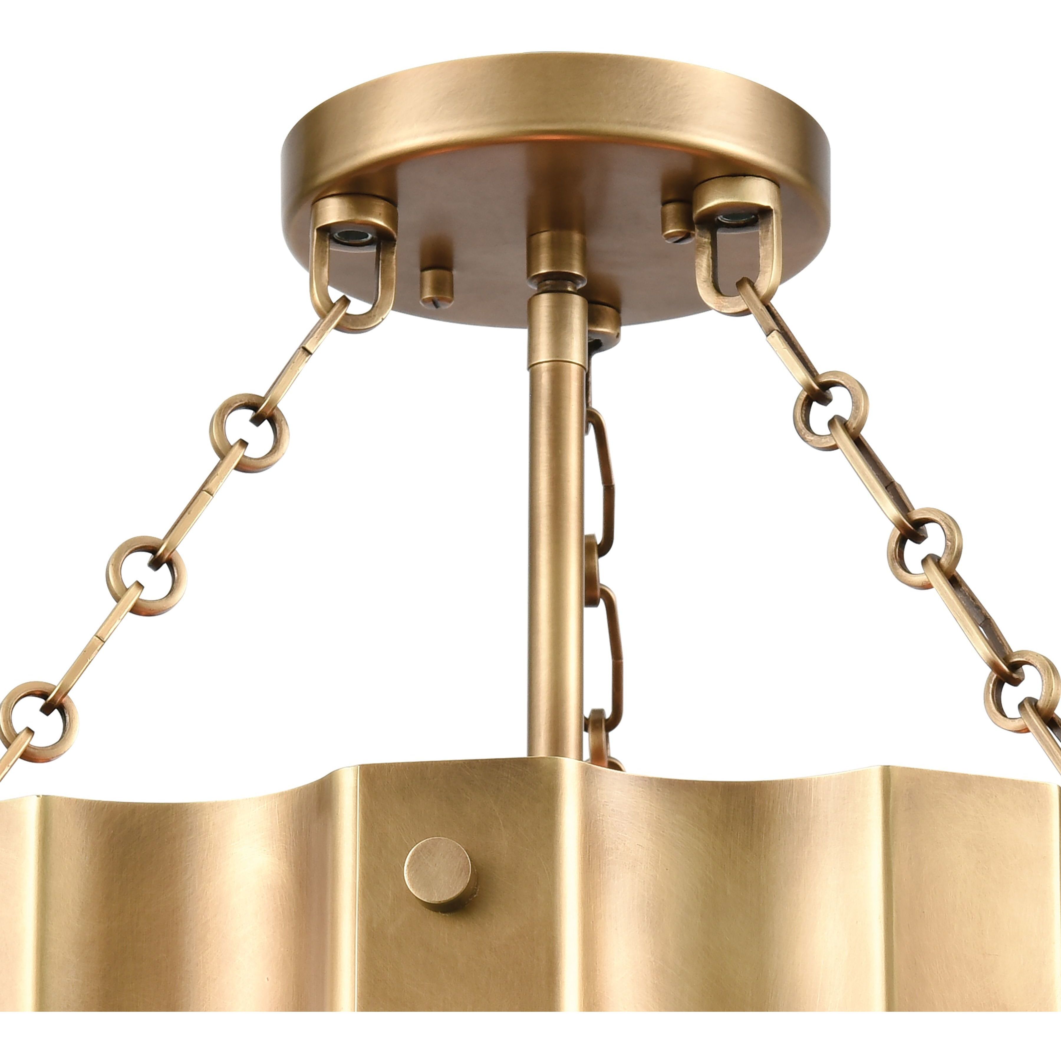 Clausten 3 Light 17 inch Natural Brass Semi Flush Mount Ceiling Light
