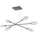 Aalto LED Flat Bronze Linear Multi-Pendant Ceiling Light in Clear, 2700K LED, Triple Moda