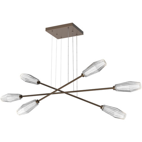 Aalto LED Flat Bronze Linear Multi-Pendant Ceiling Light in Clear, 2700K LED, Triple Moda