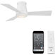 Hug 44 inch Matte White Flush Mount Ceiling Fans, Smart Fan
