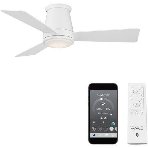 Hug 44 inch Matte White Flush Mount Ceiling Fans, Smart Fan