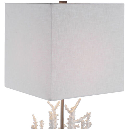 Corallo 29 inch 150 watt White Coral and Polished Nickel with Crystal Table Lamp Portable Light