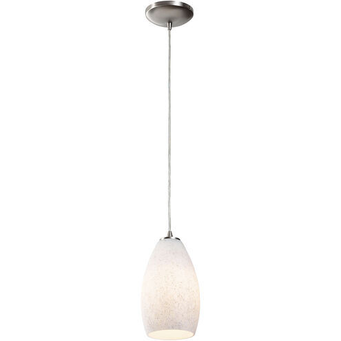 Champagne 1 Light 5 inch Brushed Steel Pendant Ceiling Light in White Stone, Cord
