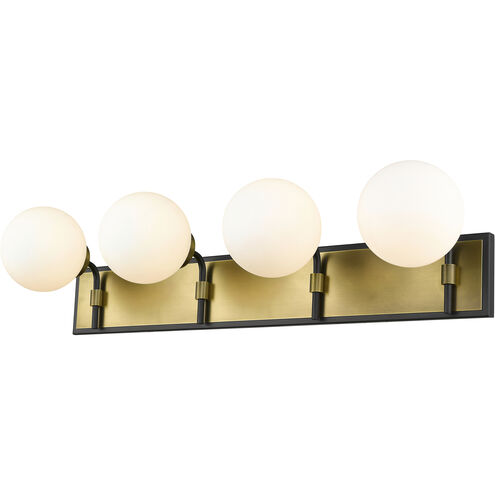 Parsons 4 Light 33.25 inch Matte Black and Olde Brass Vanity Wall Light