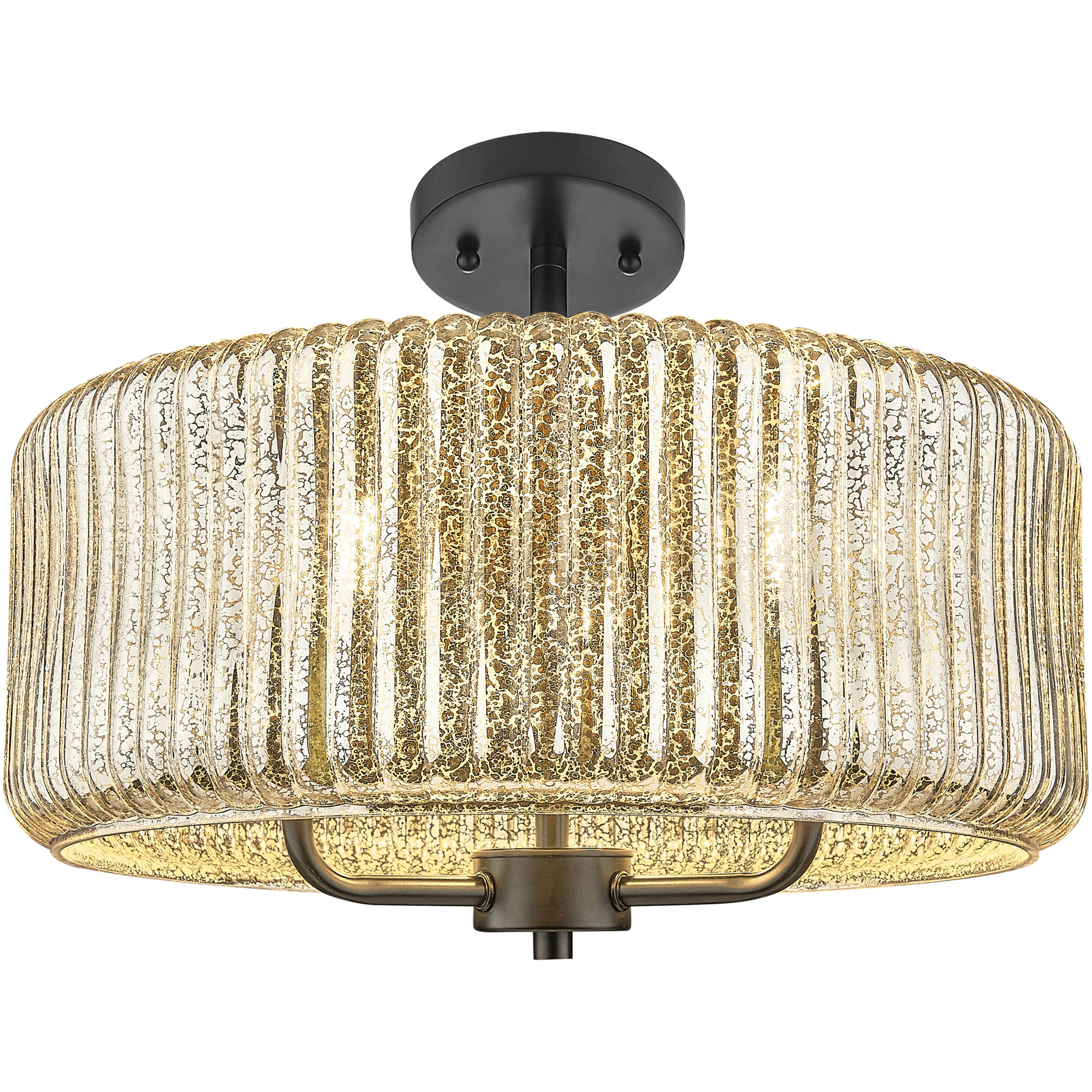 Windsor 3 Light 16 inch Matte Black Pendant Ceiling Light in Mercury Glass