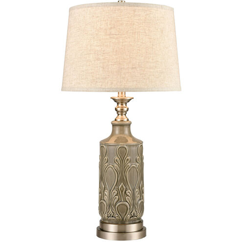 Strangford 32 inch 150 watt Gray with Satin Nickel Table Lamp Portable Light