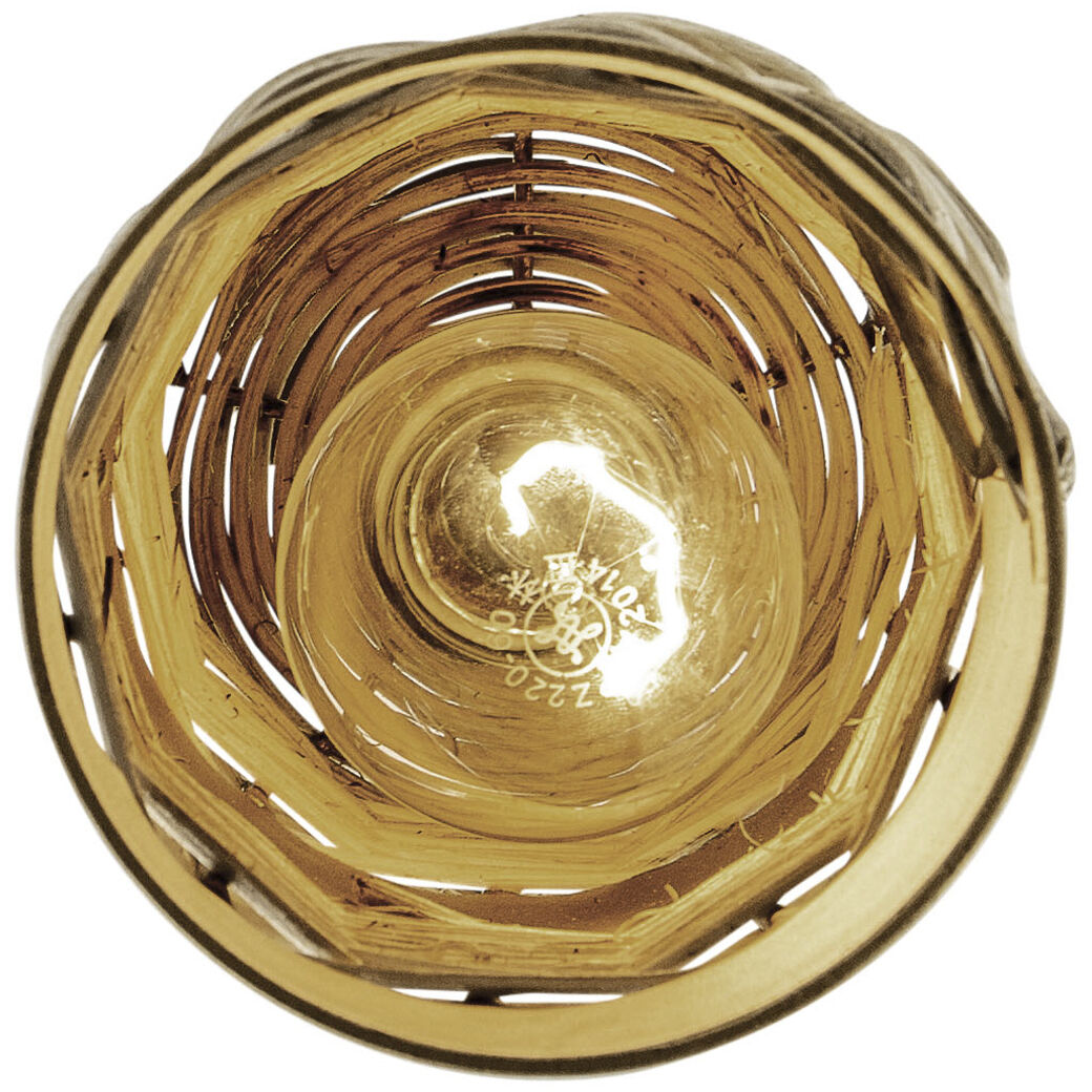 Flow 1 Light 4 inch Baguette and Natural Rattan Mini Pendant Ceiling Light in Baguette/Natural Rattan, Smithsonian Collaboration