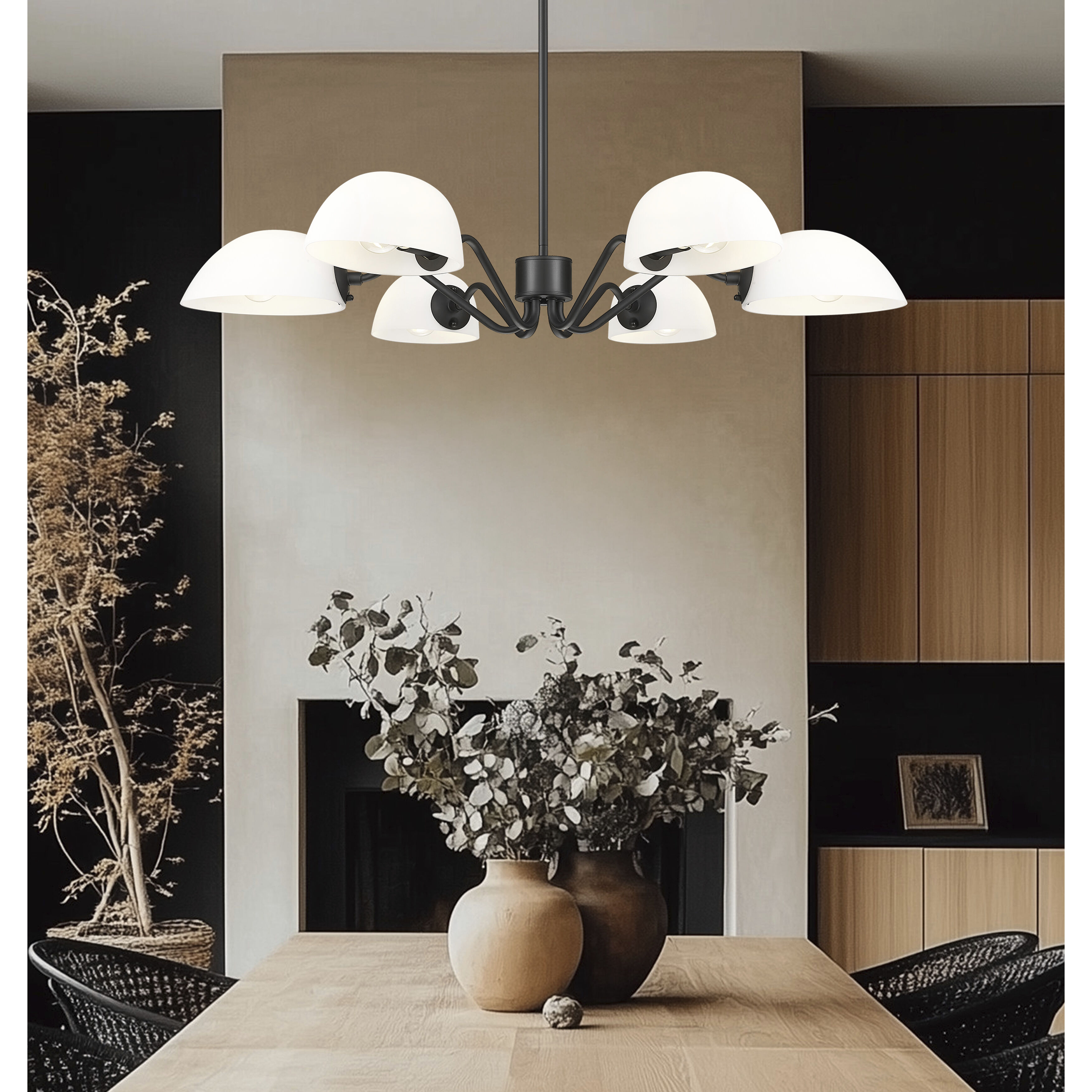 Breton 6 Light 39 inch Matte Black Chandelier Ceiling Light