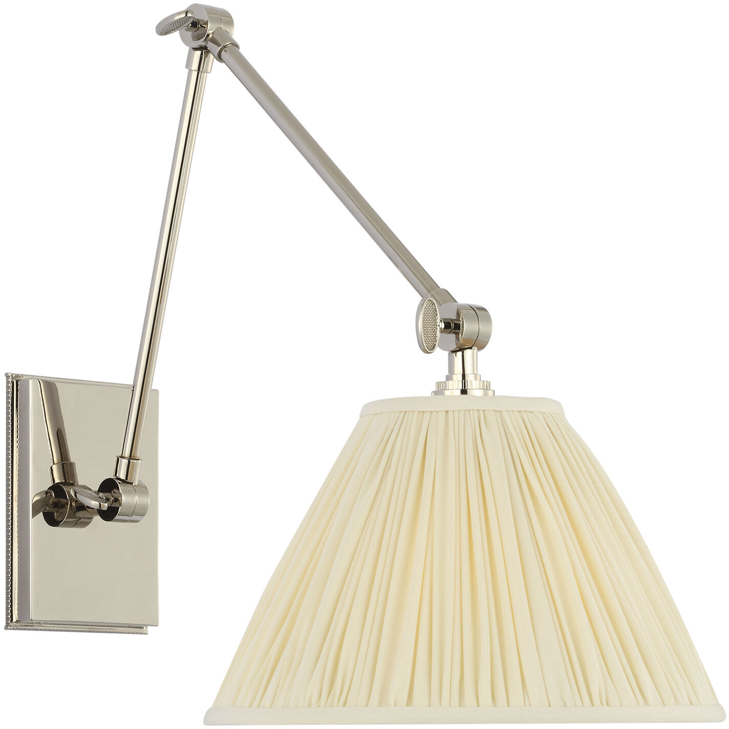 Marie Flanigan Wimberley LED 9 inch Polished Nickel Double Arm Sconce Wall Light in Silk Pleated