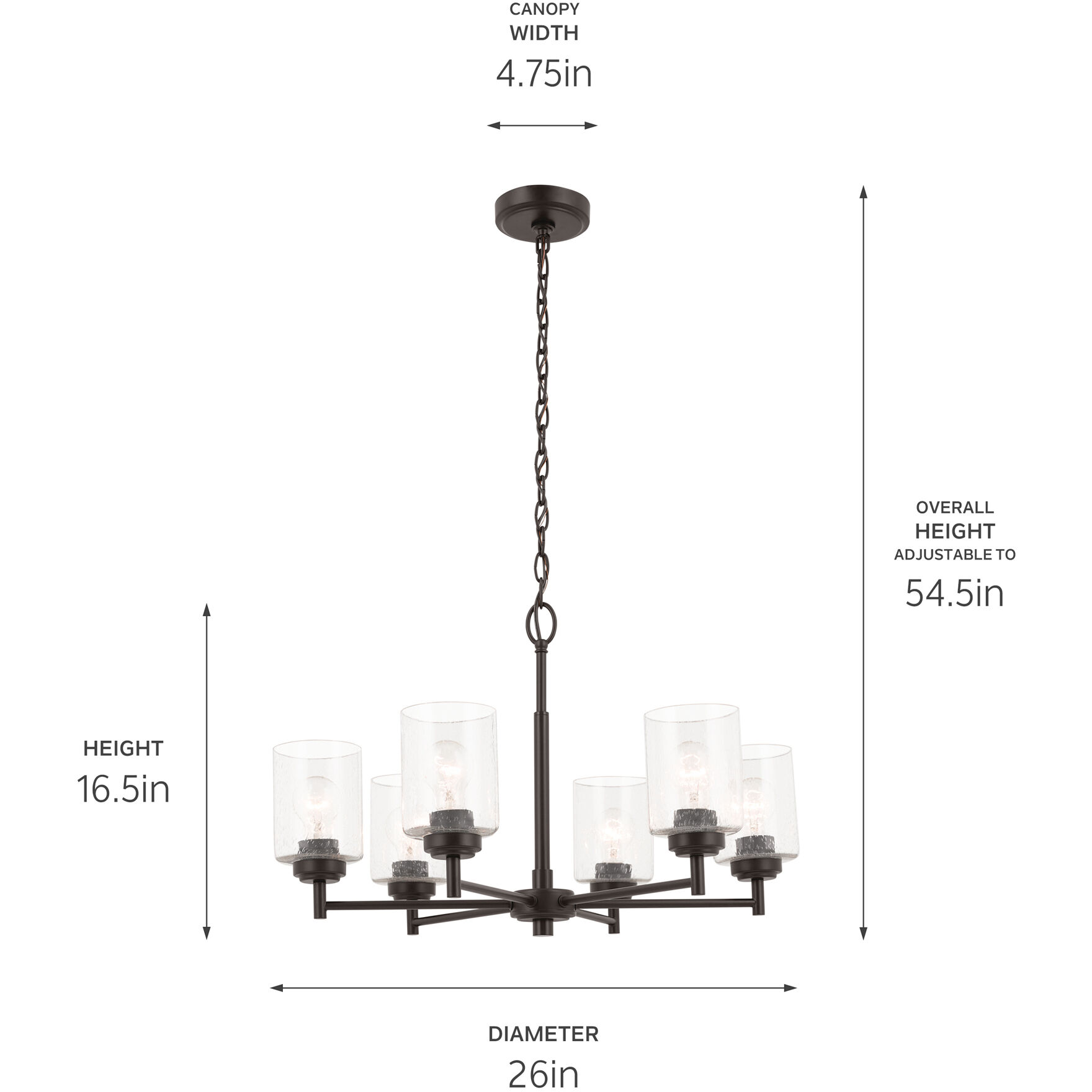 Winslow 6 Light Bronze Chandelier Ceiling Light, Large