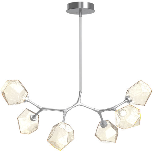 Gem LED 38 inch Classic Silver Linear Pendant Ceiling Light in Amber, 2700K LED, Modern Branch