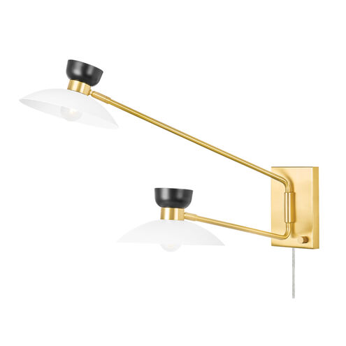 Whitley 60.00 watt Aged Brass Swing Arm Wall Sconce Wall Light, Plug-In