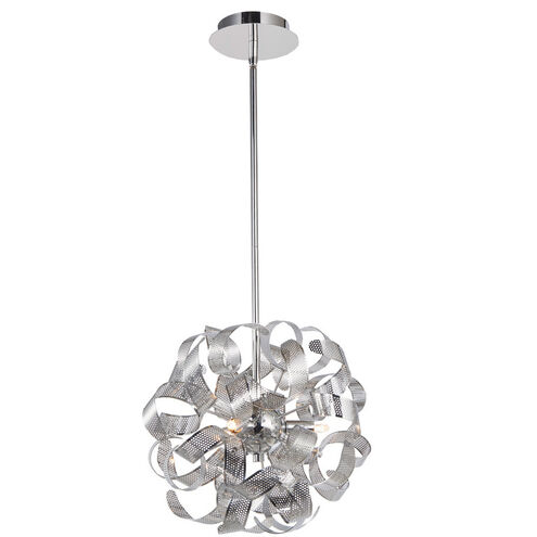 Bel Air 3 Light 12.5 inch Chrome Mesh Leaves Pendant Ceiling Light