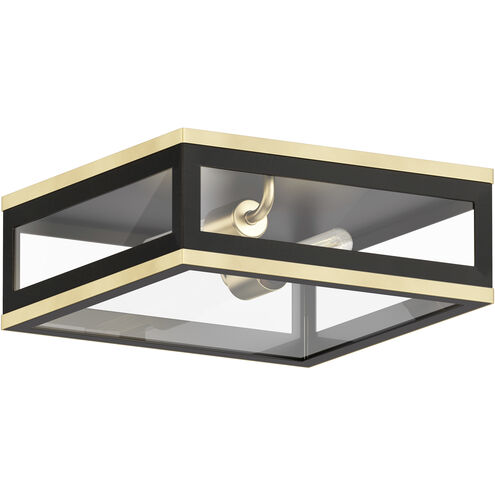 Neoclass 2 Light 13 inch Black/Gold Outdoor Flush Mount