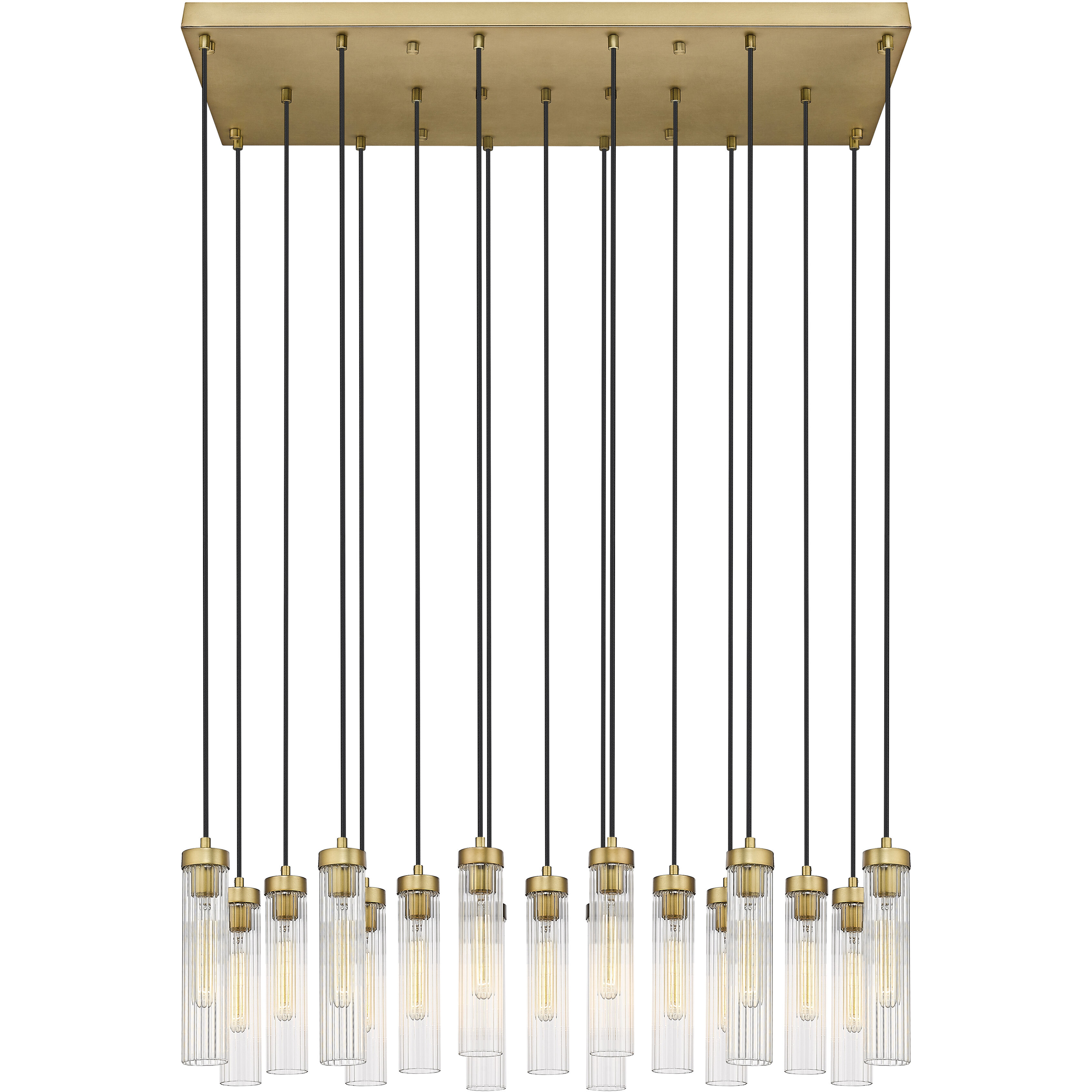 Beau 17 Light 42 inch Rubbed Brass Linear Chandelier Ceiling Light