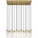 Beau 17 Light 42 inch Rubbed Brass Linear Chandelier Ceiling Light