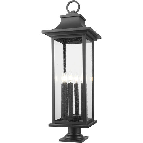 Tiberius 6 Light 36.75 inch Black Outdoor Pier Mounted Fixture in Clear Seedy Glass