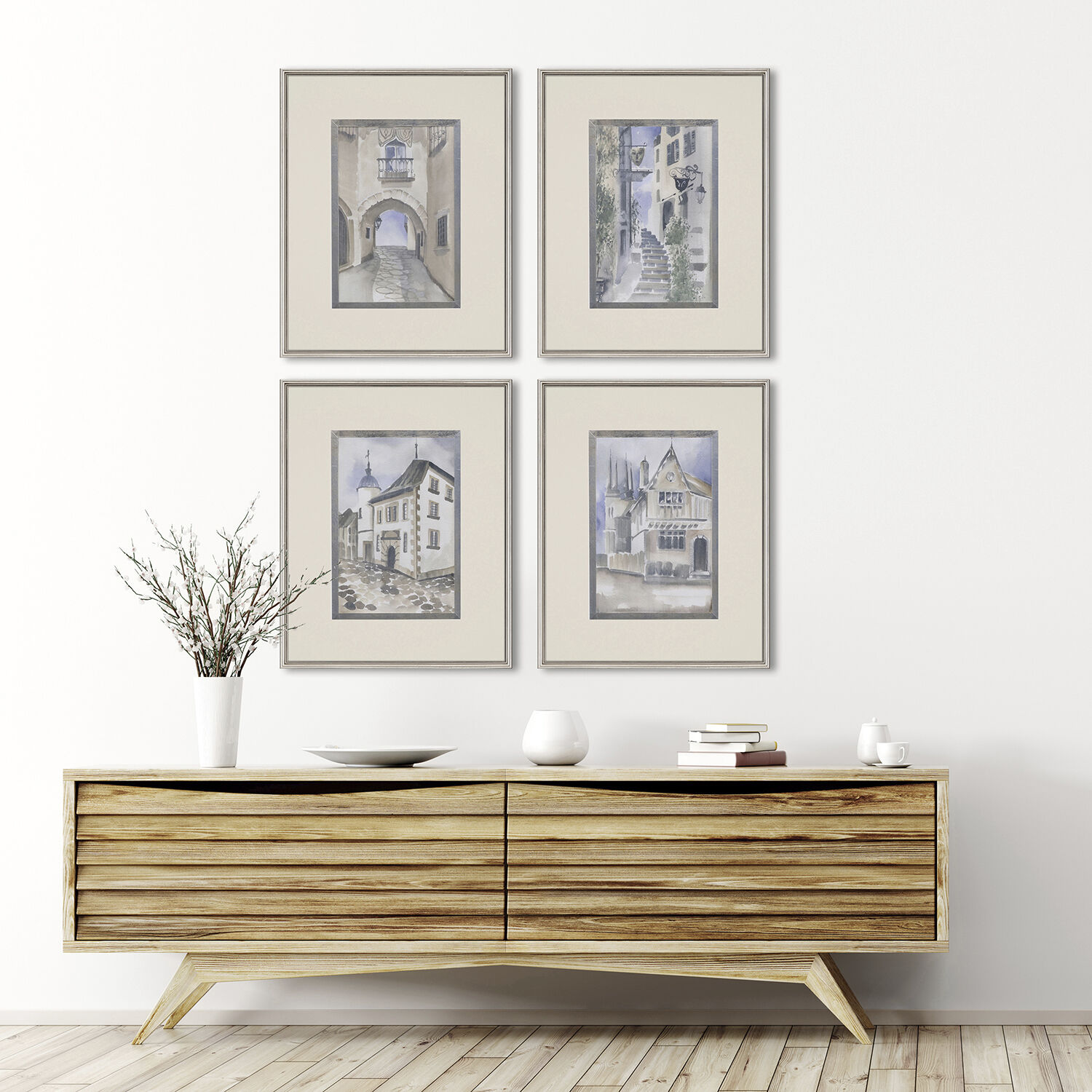 La Ville Multi and Blue and Neutral and Brown Framed Art, The Studio