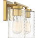 Transitional 2 Light 15 inch Natural Brass Bathroom Vanity Light Wall Light