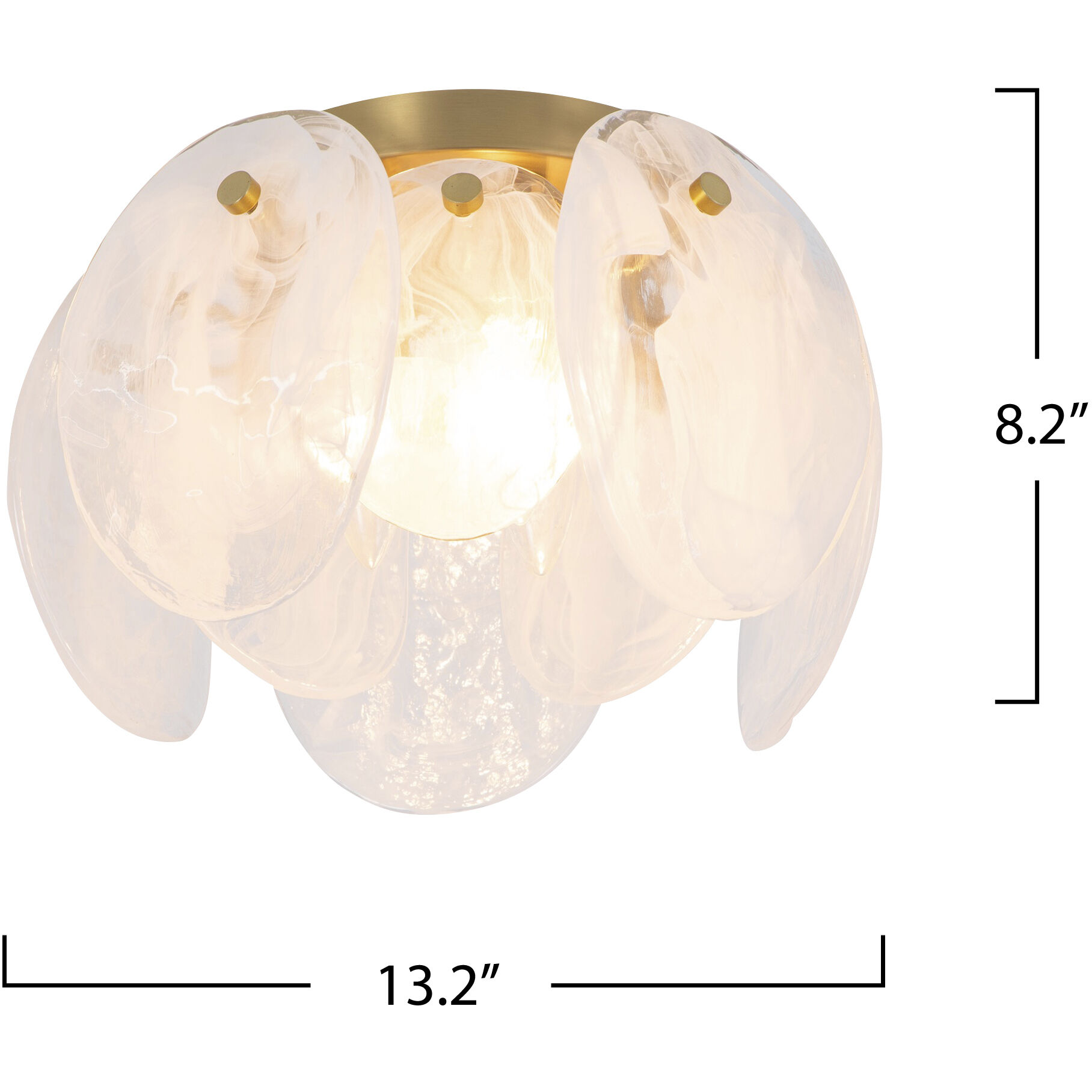 Lily 3 Light 13.19 inch Brushed Brass Semi Flush Mount Ceiling Light