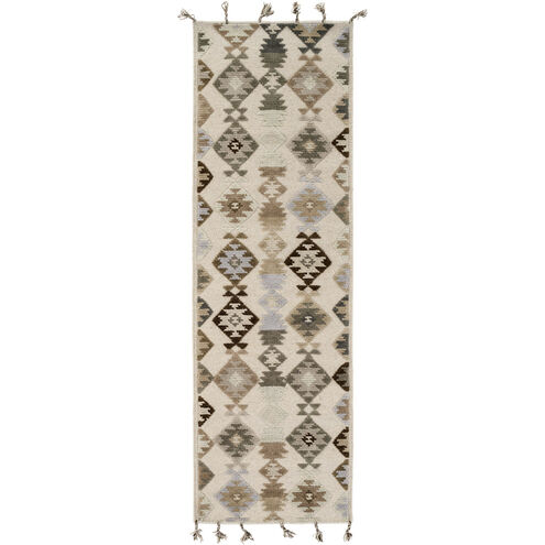 Tallo 96 X 30 inch Neutral and Gray Runner, Wool and Cotton