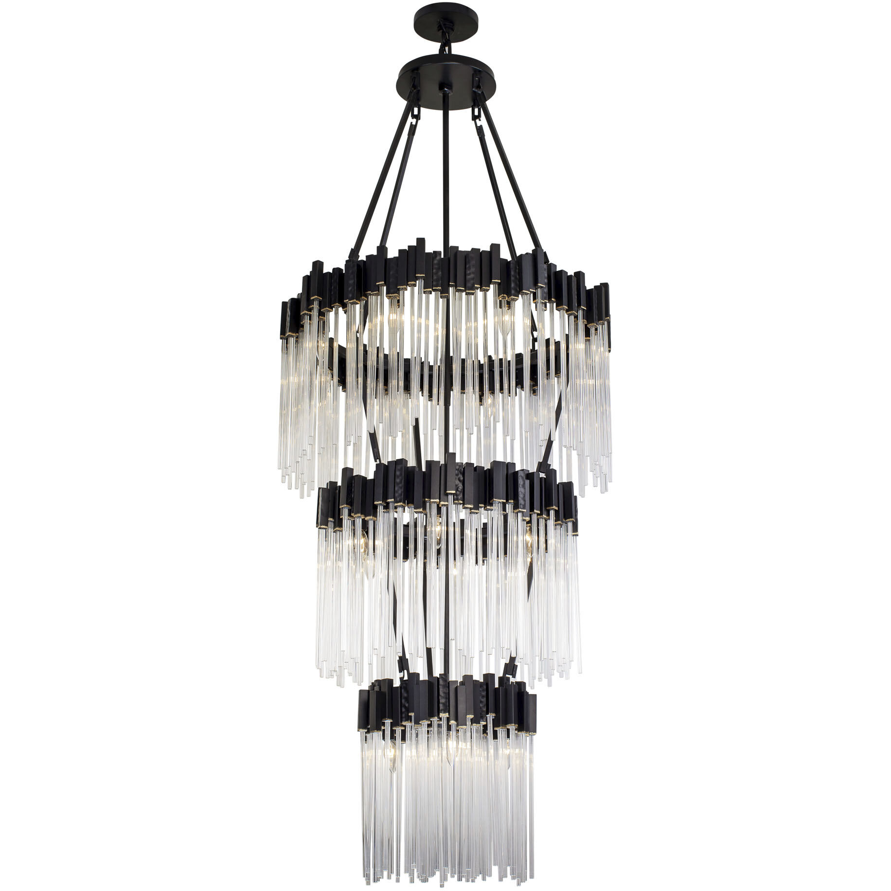 Matrix 18 Light 30 inch Matte Black and French Gold Chandelier Ceiling Light in Matte Black/French Gold