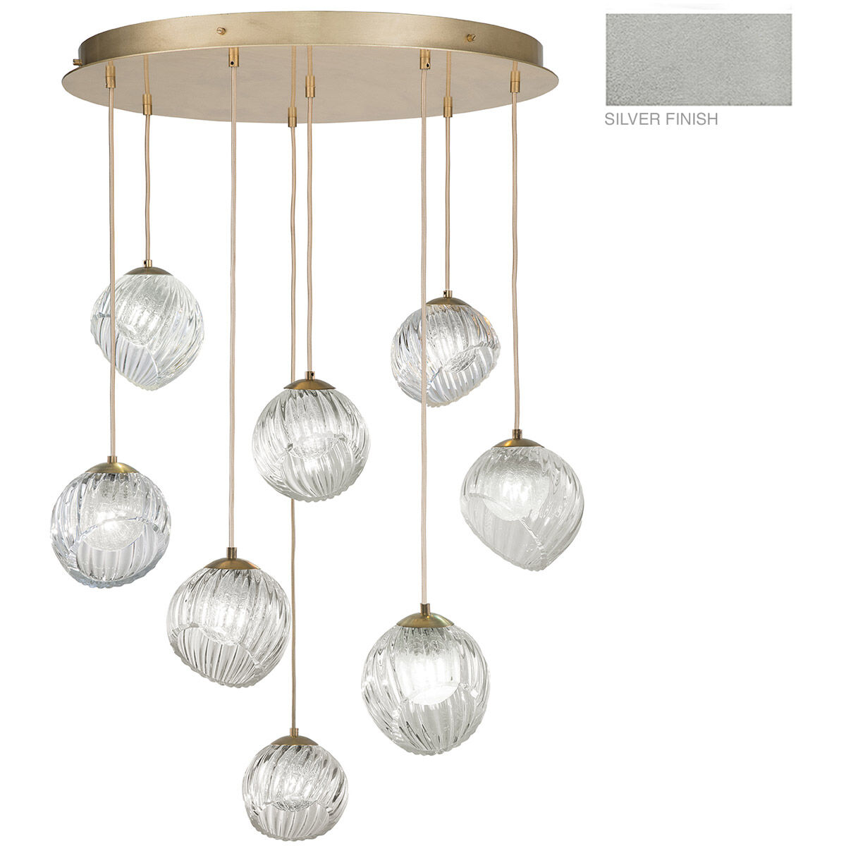 Nest Pendant Ceiling Light in Silver, Clear Studio Glass