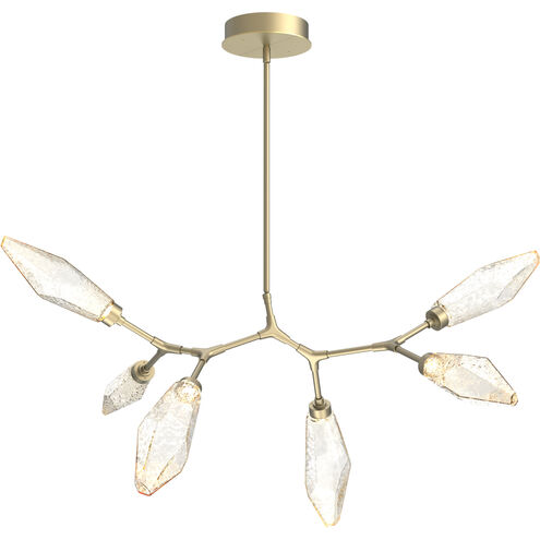 Rock Crystal LED 43.6 inch Gilded Brass Linear Pendant Ceiling Light in Chilled Amber, 2700K LED, Modern Branch