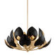 Lotus 16 Light 38.5 inch Gold Leaf / Black Chandelier Ceiling Light