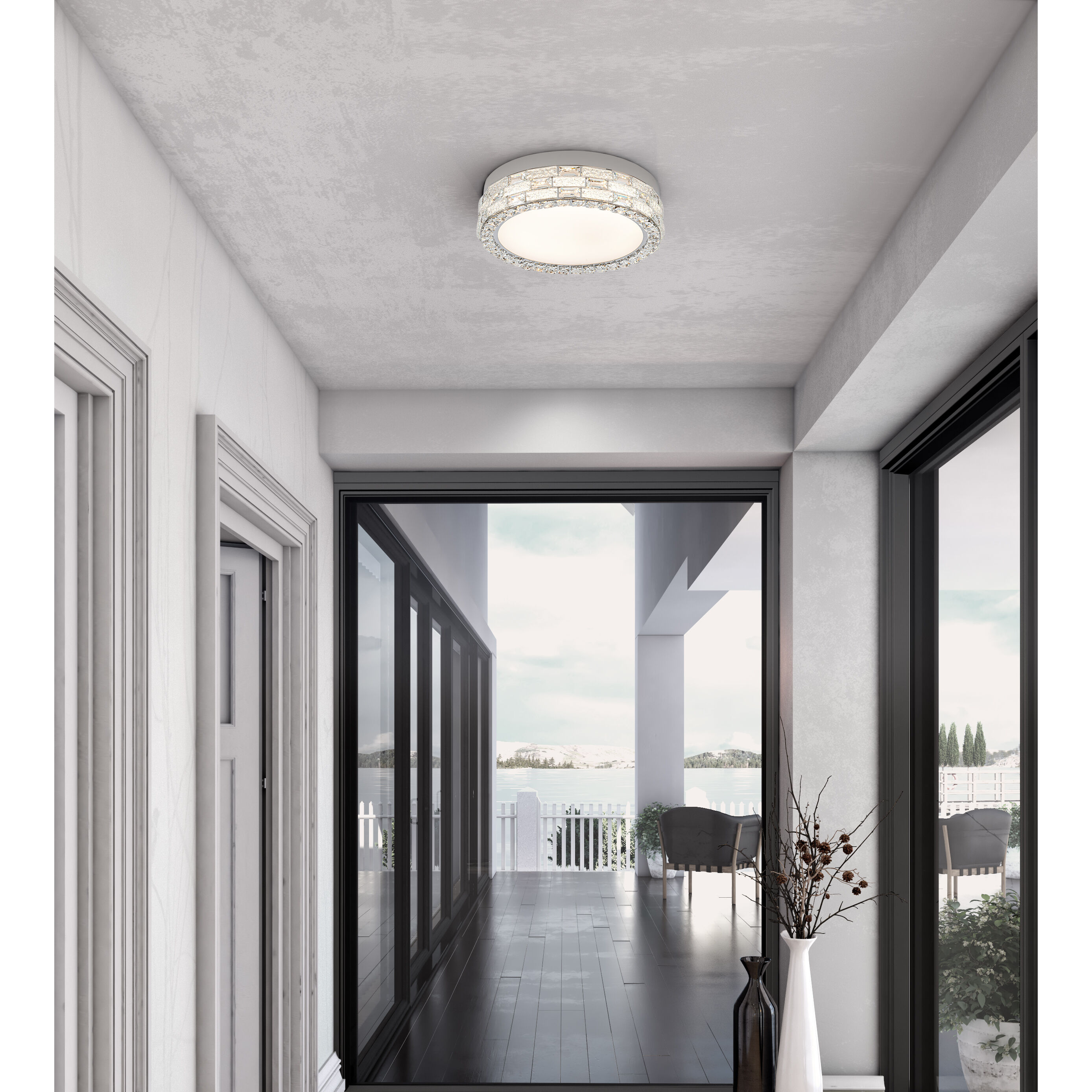 Elegance LED 15.75 inch Polished Nickel Flush Mount Ceiling Light