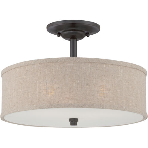 Cloverdale 3 Light 17 inch Mottled Cocoa Semi-Flush Mount Ceiling Light