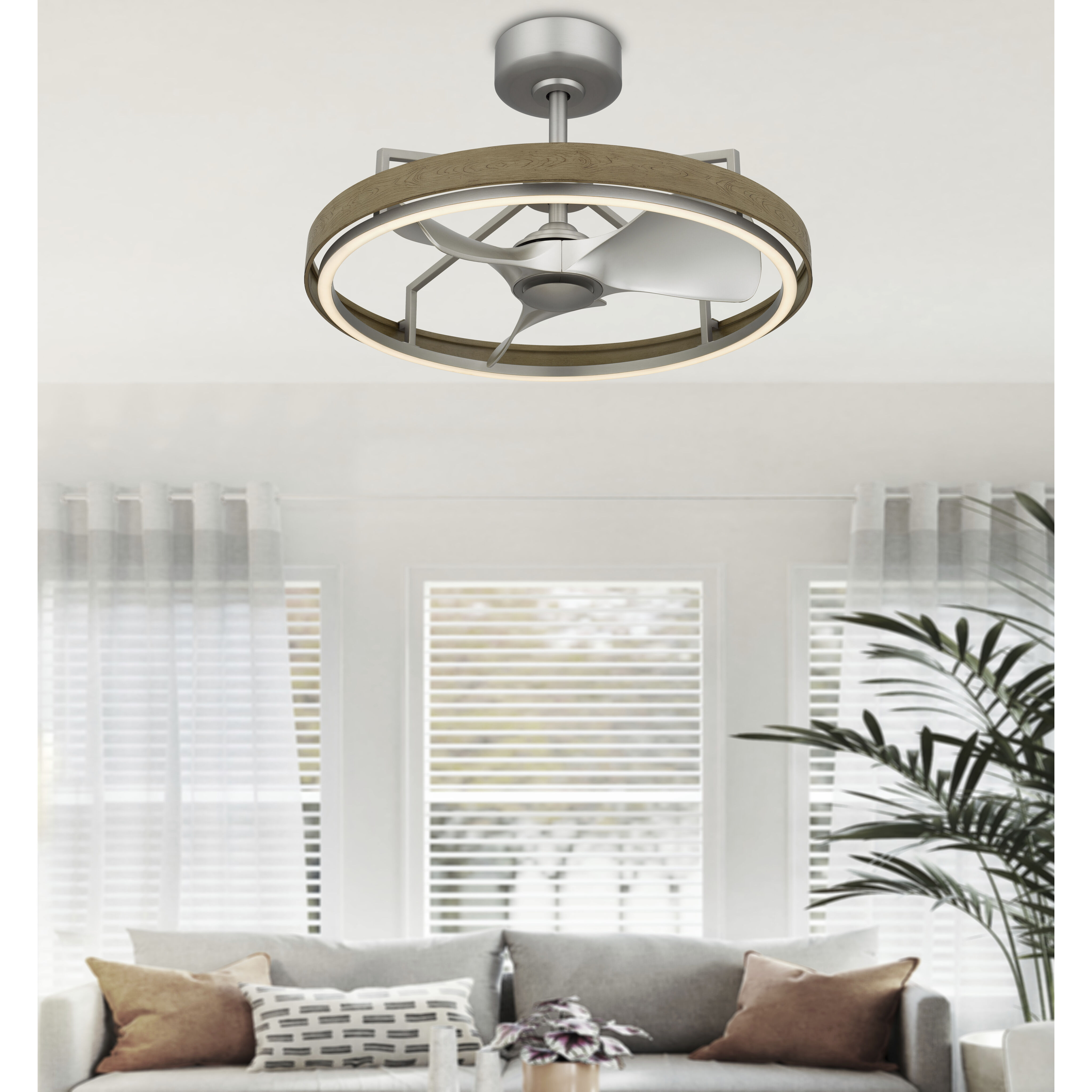 Arroyo 27 inch Brushed Steel Ceiling Fan Light