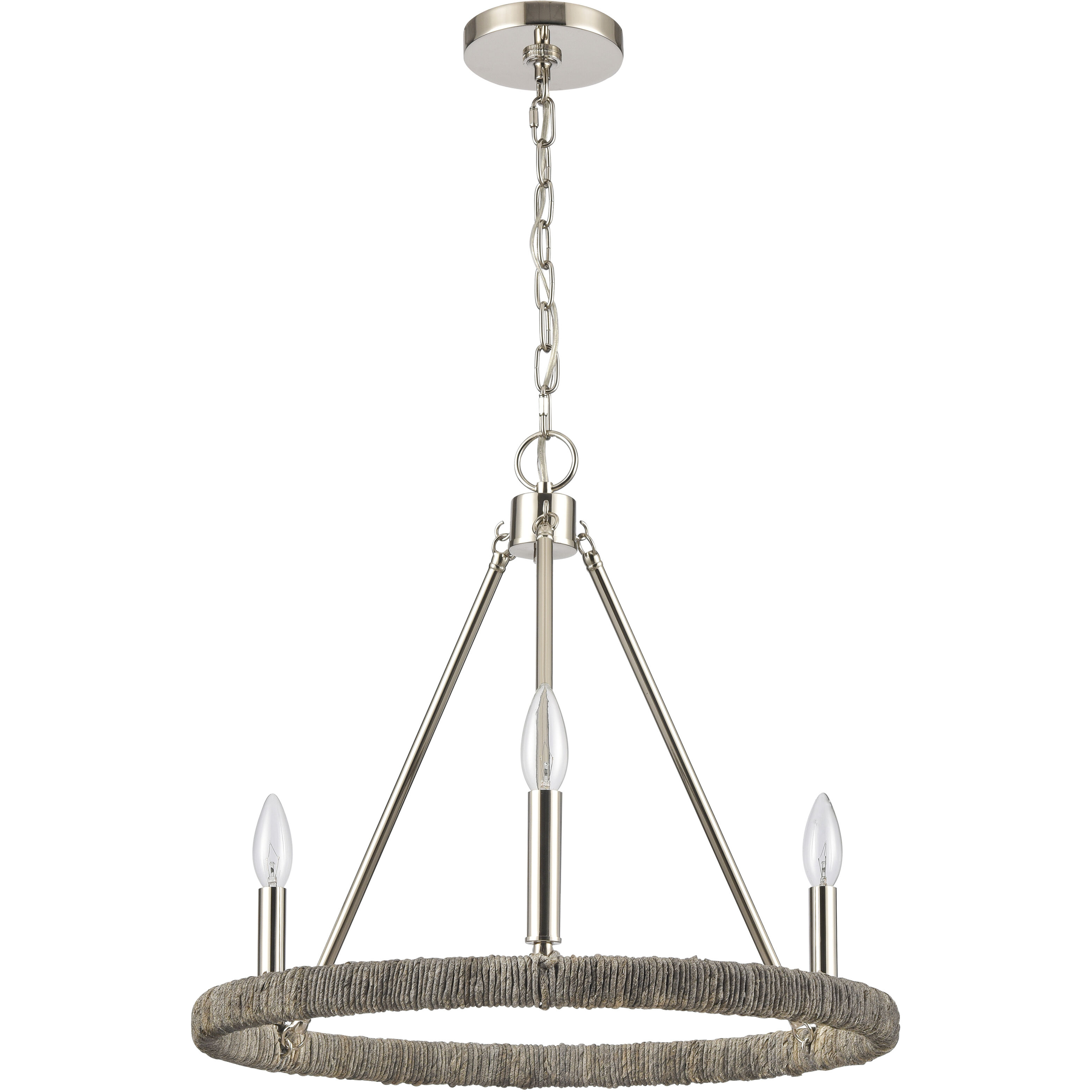 Abaca 3 Light 20 inch Polished Nickel Chandelier Ceiling Light