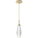 Aalto LED 3.8 inch Gilded Brass Pendant Ceiling Light in Optic Rib Clear, 2700K LED