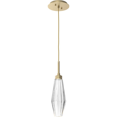 Aalto LED 3.8 inch Gilded Brass Pendant Ceiling Light in Optic Rib Clear, 2700K LED