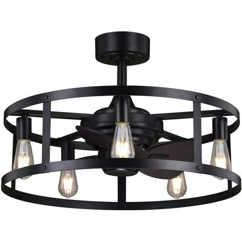 Akron 25 inch Black with Black-Dark Bronze Blades Ceiling Fan