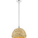 Edison Woven Rattan 1 Light 15.75 inch Polished Chrome Mini Pendant Ceiling Light