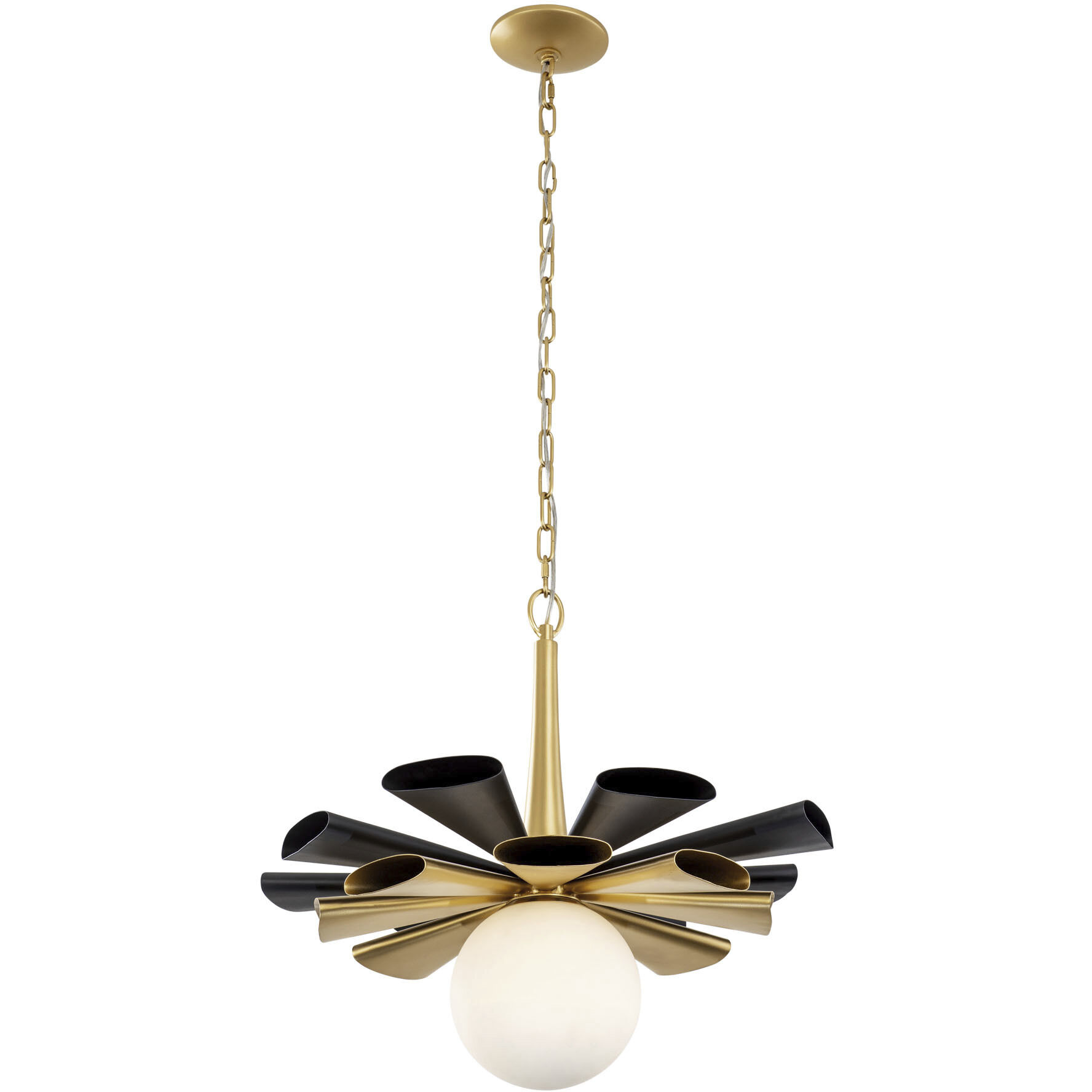 Daphne 1 Light 24.5 inch Matte Black with French Gold Pendant Ceiling Light