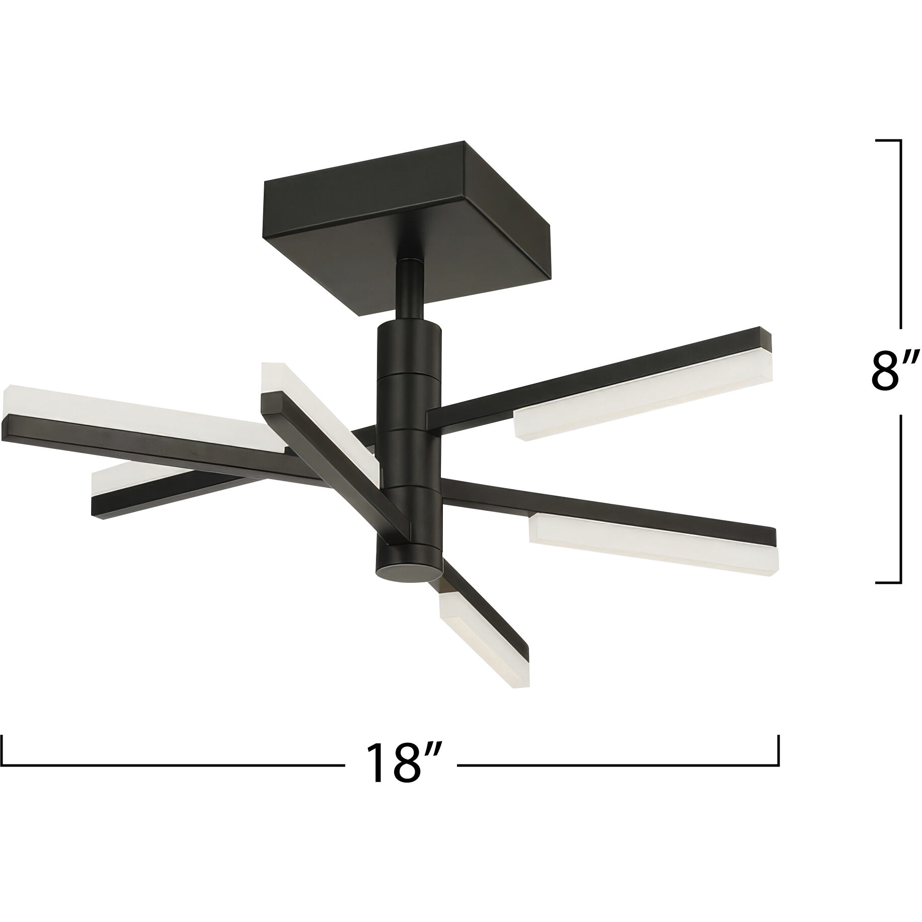 Stix LED 18 inch Black Semi-Flush Mount Ceiling Light