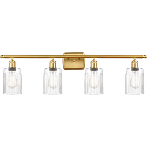 Ballston Hadley LED 36 inch Satin Gold Bath Vanity Light Wall Light in Clear Glass, Ballston