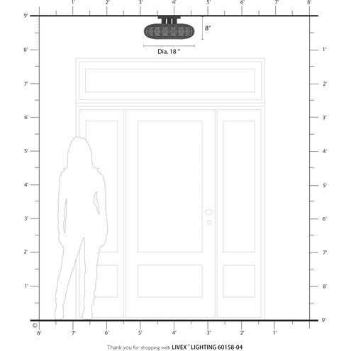 Deluna 3 Light 18 inch Black Semi Flush Mount Ceiling Light, Large