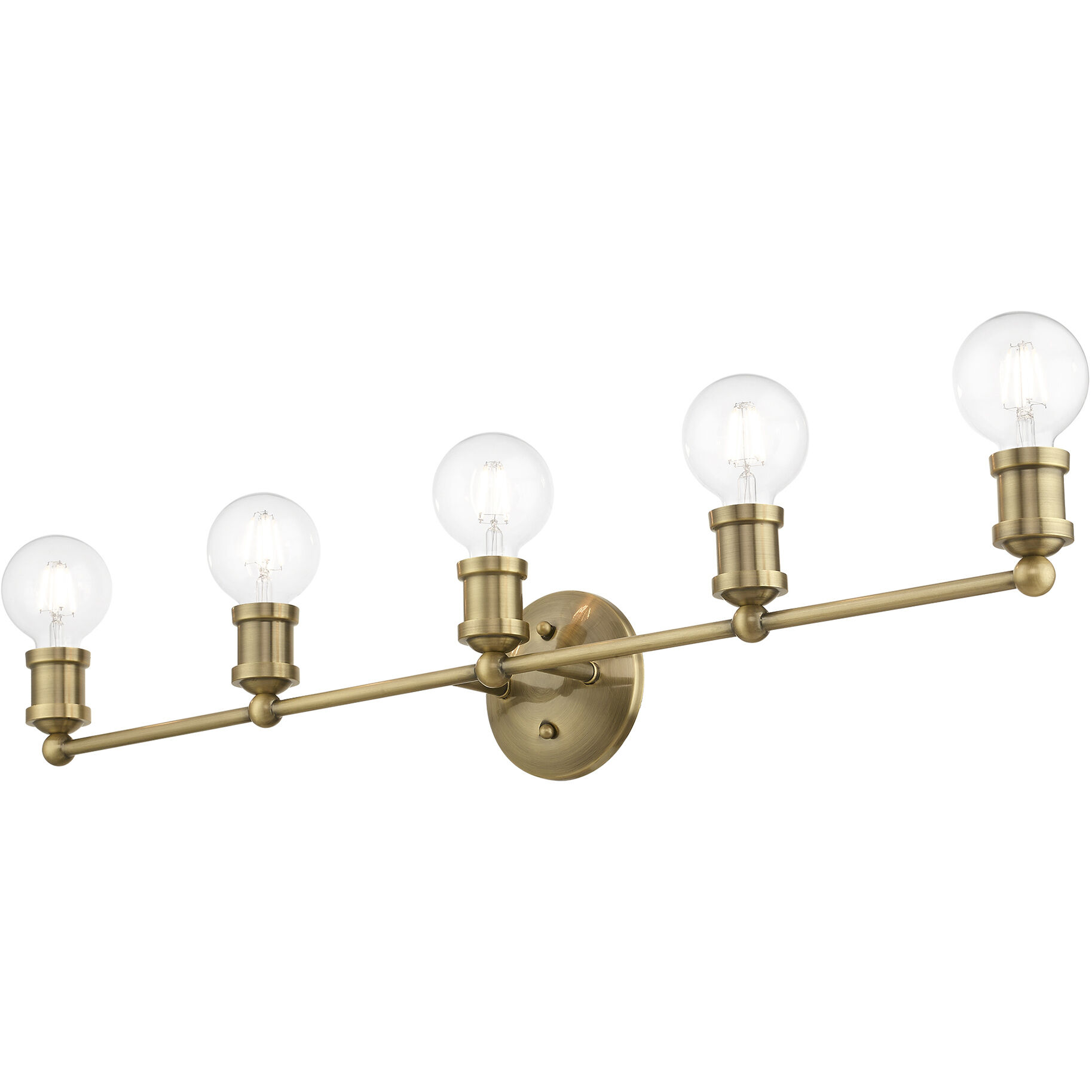 Lansdale 5 Light 34 inch Antique Brass Vanity Sconce Wall Light, Large