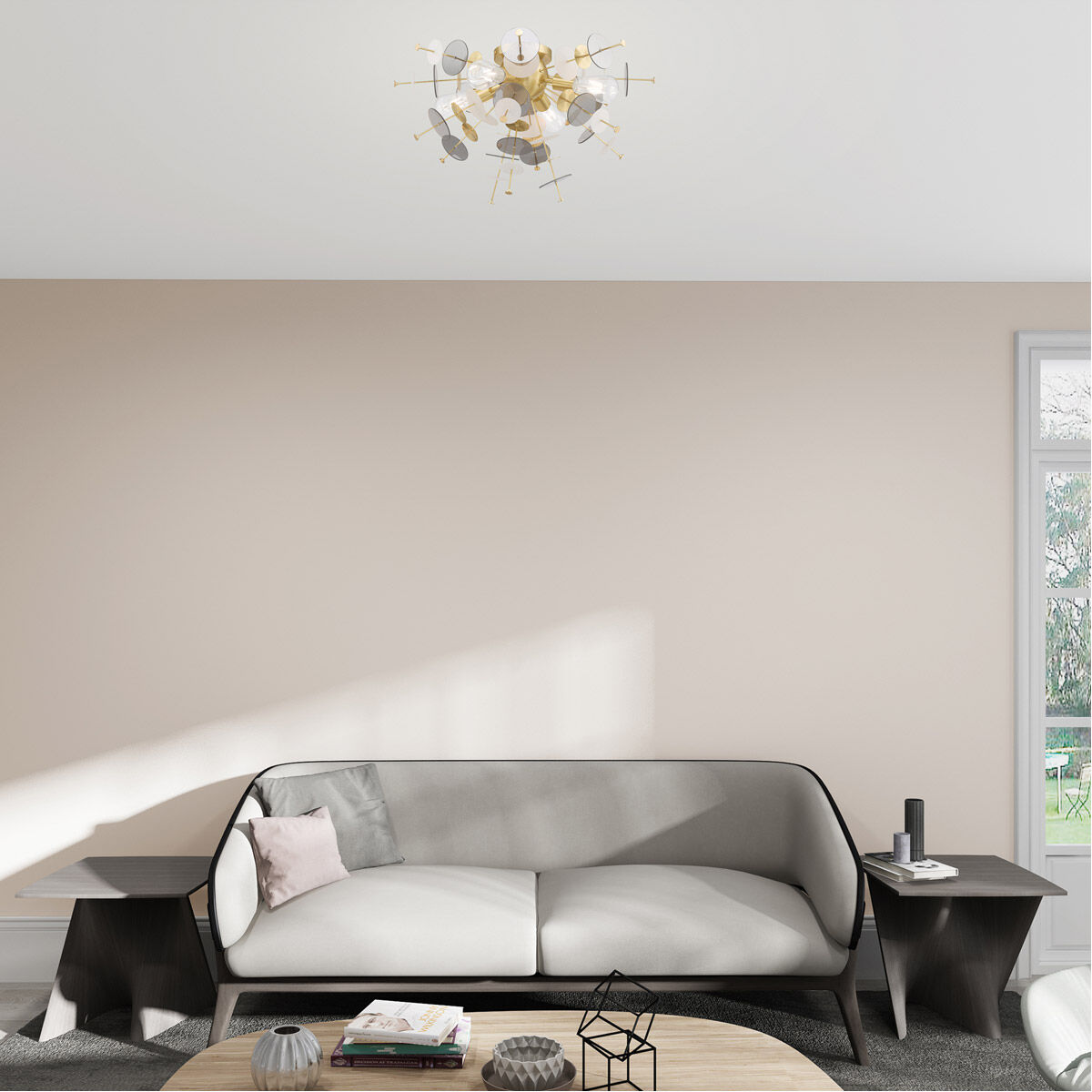 Circulo 4 Light 24 inch Satin Brass Flush Mount Ceiling Light