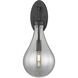 Downtown Urban Owego Armed Sconce Wall Light in Matte Black, Light Smoke Glass