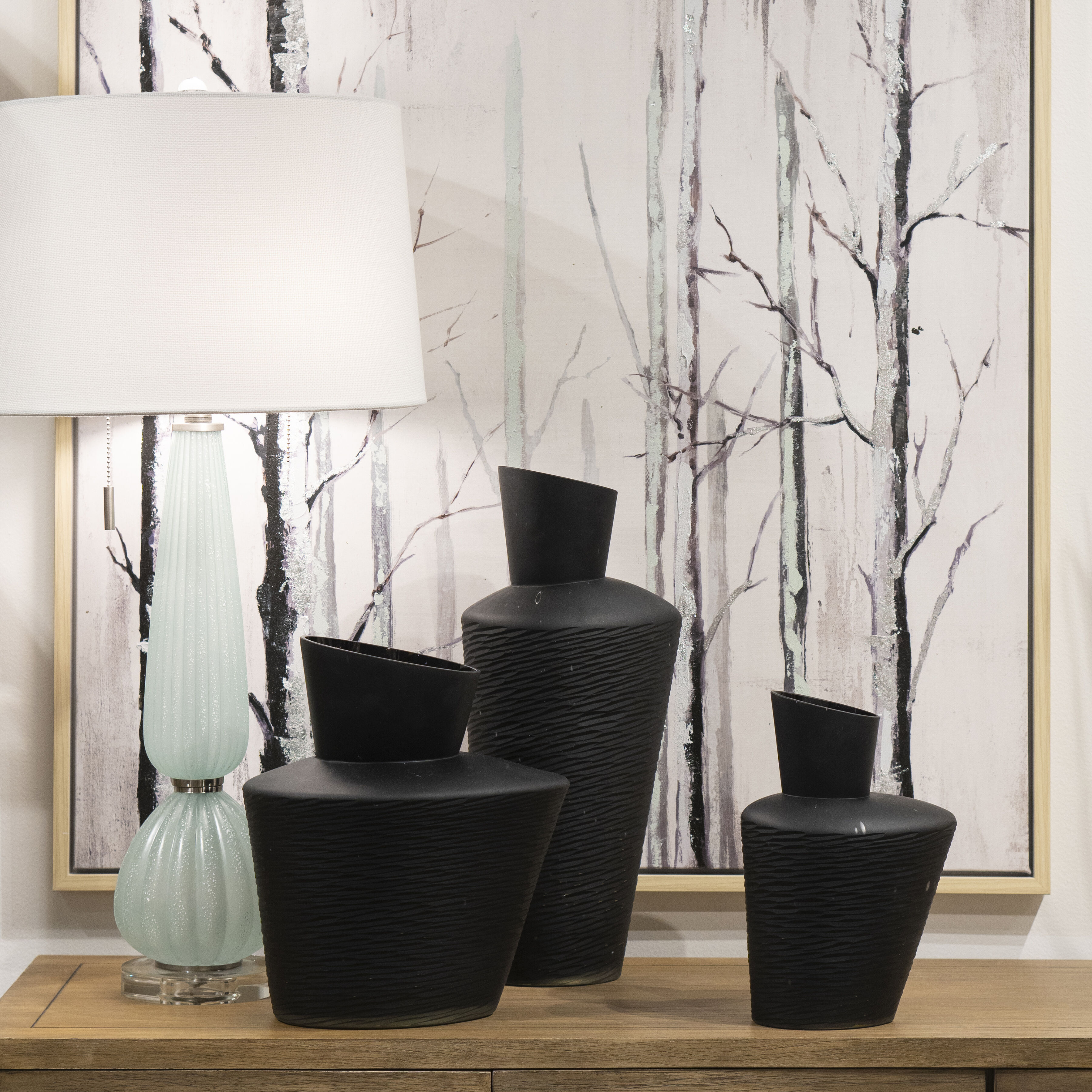 Jordan Forest Off White with Black and Antique Gold Framed Wall Art