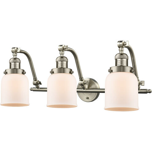 Franklin Restoration Small Bell LED 28 inch Brushed Satin Nickel Bath Vanity Light Wall Light in Matte White Glass, Franklin Restoration
