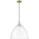 Arcadia Bristol 1 Light 16 inch Antique Brass Mini Pendant Ceiling Light in Clear