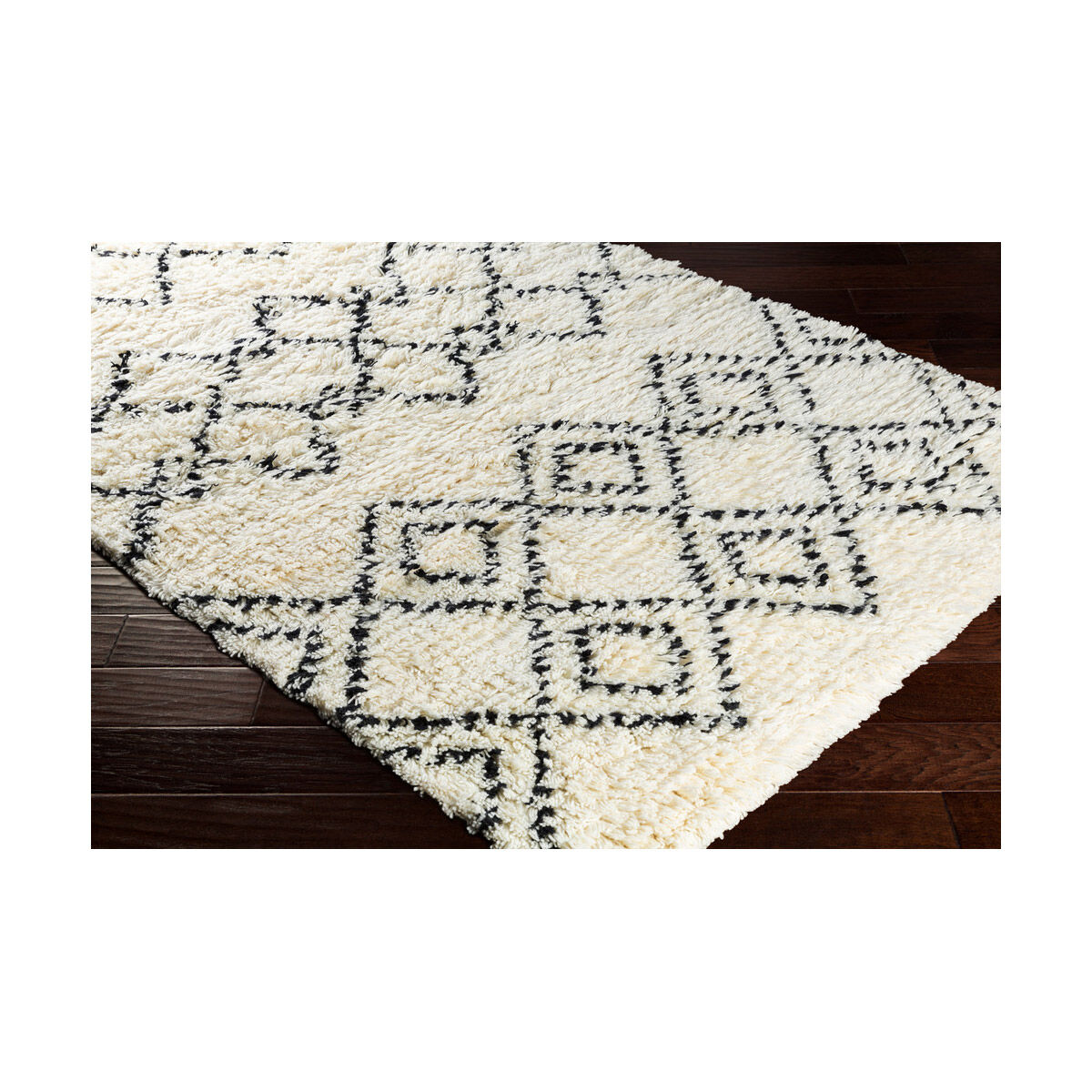 Sherpa 120 X 96 inch Black/Cream Rugs, Rectangle