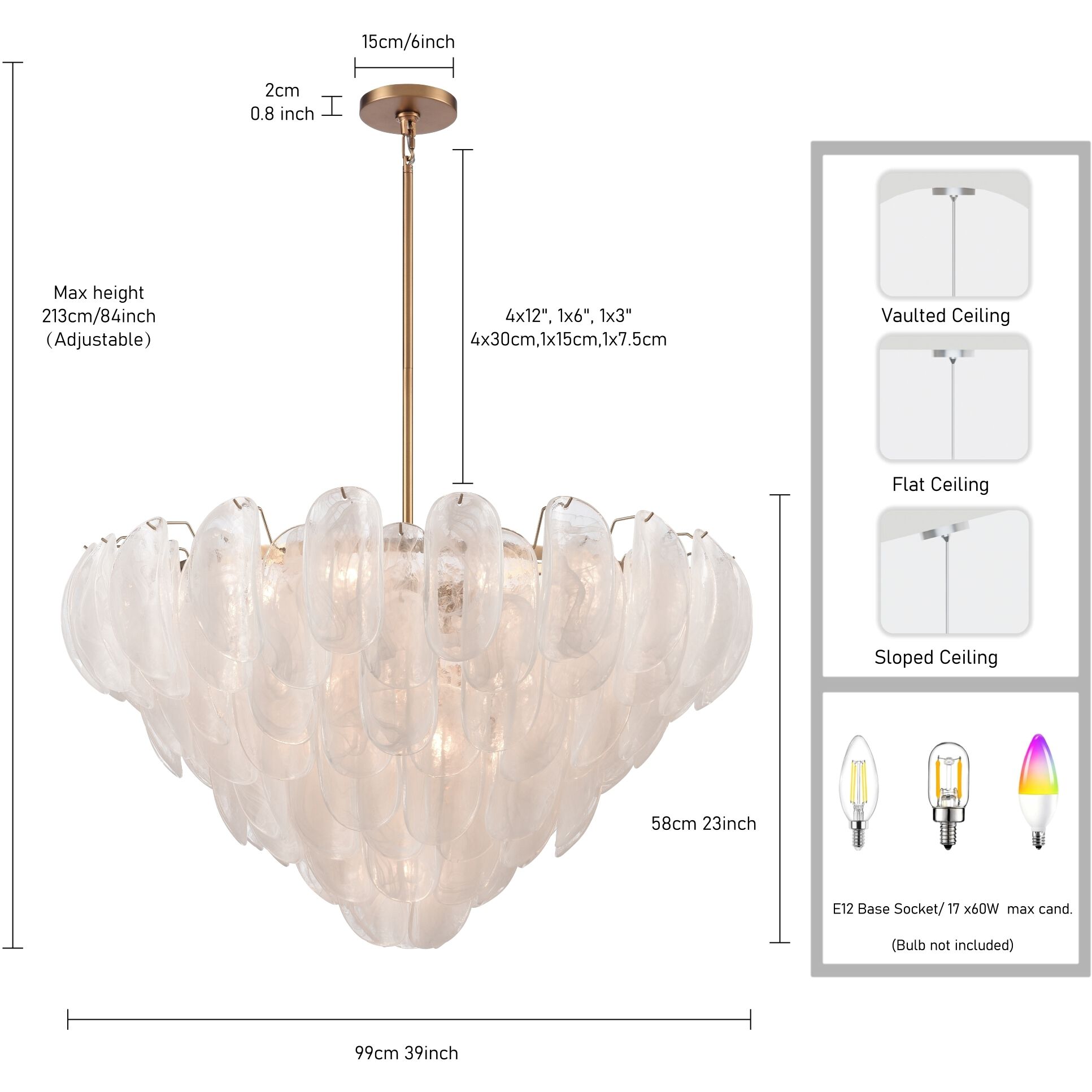 Chateau 17 Light 39.5 inch Satin Brass Pendant Ceiling Light
