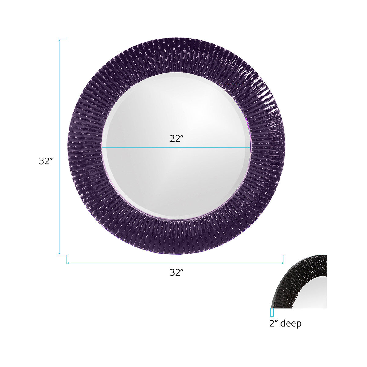 Bergman 32 X 32 inch Glossy Royal Purple Wall Mirror